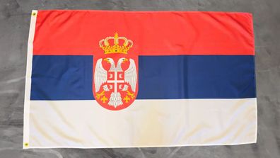 Fahne Flagge Serbien mit Wappen - 90 x 150 cm