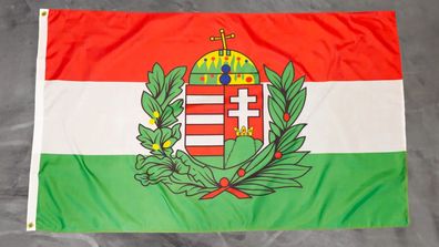 Fahne Flagge Ungarn mit Wappen - 90 x 150 cm