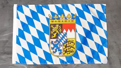 Fahne Flagge Bayern mit Wappen - Stockfahne - 30 x 40 cm
