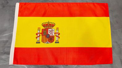 Fahne Flagge Spanien mit Wappen - Stockfahne - 30 x 45 cm