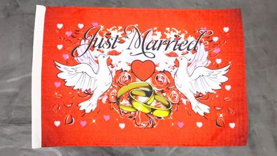 Fahne Flagge Just Married - Hochzeit - Stockfahne - 30 x 40 cm