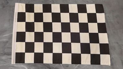 Fahne Flagge Karo Start Ziel Schwarz Weiss - Stockfahne - 30 x 45 cm