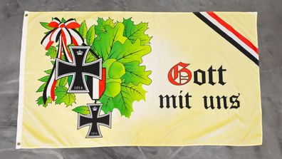 Fahne Flagge Deutsches Reich - Gott mit uns - Eichenlaub - 90 x 150 cm