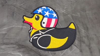 Aufnäher Aufbügler Patch Entchen Rennente Ente - 7,5 x 9 cm