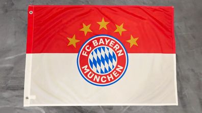 Fahne Flagge FC Bayern München Logo 5 Sterne mit Ösen - 60 x 90 cm