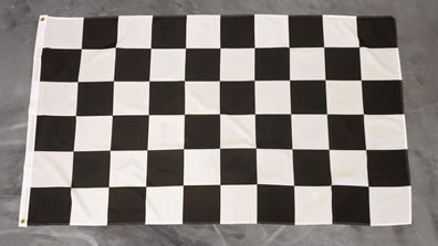 Fahne Flagge Karo Start Ziel Schwarz Weiß - 90 x 150 cm