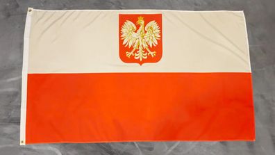 Fahne Flagge Polen mit Wappen - 90 x 150 cm