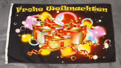 Fahne Flagge Frohe Weihnachten Päckchen Geschenke - 90 x 150 cm