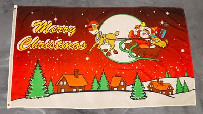 Fahne Flagge Merry Christmas Weihnachten Rentier Nr. 2 - 90 x 150 cm