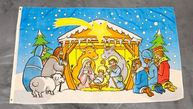 Fahne Flagge Weihnachten Krippe Heilige Drei Könige - 90 x 150 cm