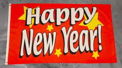 Fahne Flagge Happy New Year Neujahr Silvester - 90 x 150 cm