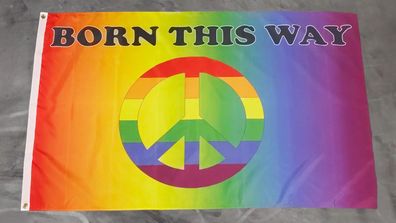 Fahne Flagge Regenbogen - Born this Way - 90 x 150 cm