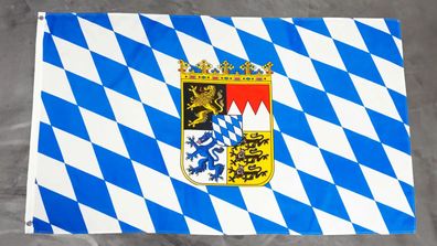 Fahne Flagge Bayern mit Wappen - 90 x 150 cm