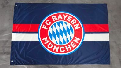 Fahne Flagge FC Bayern München Logo Navy Blau mit Ösen - 100 x 150 cm