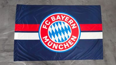 Fahne Flagge FC Bayern München Logo Navy Blau mit Hohlsaumen - 100 x 150 cm