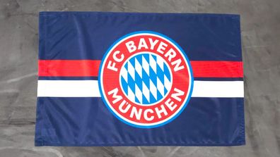 Fahne Flagge FC Bayern München Logo Navy Blau mit Hohlsaumen - 40 x 60 cm
