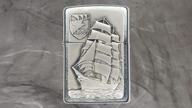 Original Zippo Gorch Fock Emblem Segelschiff Chrome