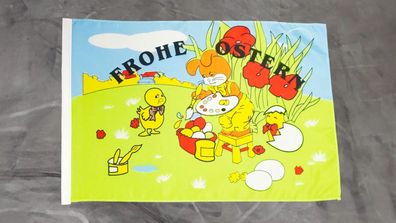 Fahne Flagge Frohe Ostern - Eier bemalen - Stockfahne - 30 x 45 cm