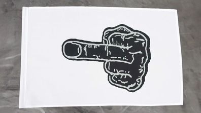 Fahne Flagge Stinkefinger Weiss - Stockfahne - 30 x 45 cm