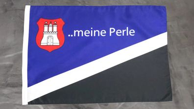 Fahne Flagge Hamburg meine Perle - Stockfahne - 30 x 45 cm