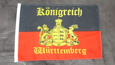 Fahne Flagge Württemberg mit Schrift Furchtlos und treu Stockfahne - 30 x 45 cm
