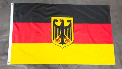 Fahne Flagge Deutschland mit Adler Bestickt UND Einzeln Vernäht - 90 x 150 cm
