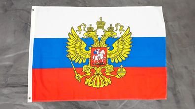 Fahne Flagge Russland mit Wappen - 60 x 90 cm