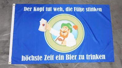 Fahne Flagge Höchste Zeit ein Bier zu trinken - 90 x 150 cm