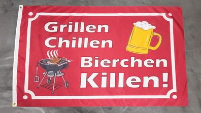 Fahne Flagge Grillen Chillen Bierchen Killen - 90 x 150 cm