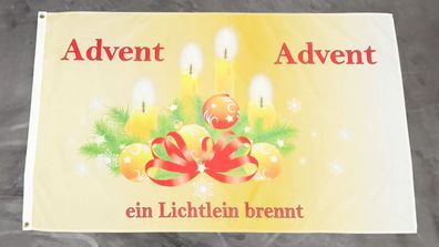 Fahne Flagge Weihnachten Advent Advent ein Lichtlein brennt - 90 x 150 cm