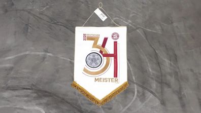 Fahne Flagge FC Bayern München Logo Wimpel Deutscher Meister 2025 - 28 x 40 cm