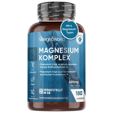 Magnesium Komplex - 180 vegane Kapseln - 3 Packungen