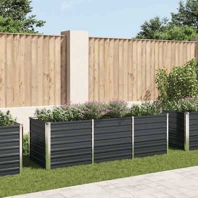 Garten-Hochbeet verzinkter Stahl 240x40x77 cm Anthrazit witterungsbeständig