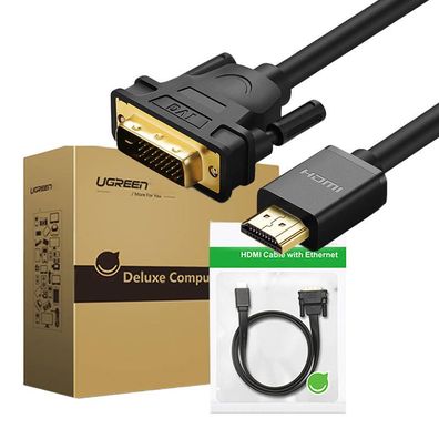 Ugreen HD106 DVI 24 + 1 Pin/HDMI FHD 60Hz 1,5m Kabel (schwarz)