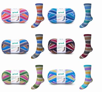 100g Gründl Hot Socks Cashmere 4-fach Sockenwolle stricken häkeln GP 99,90€/1kg