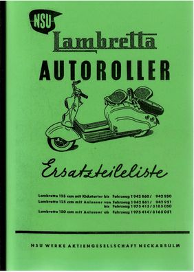 Ersatzteilliste NSU Lambretta Autoroller, Oldtimer, Klassiker