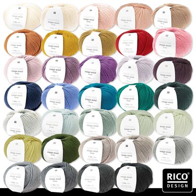 Rico Design 100g Essentials Mega Wool Chunky Wolle Stricken Häkeln 34 Farben