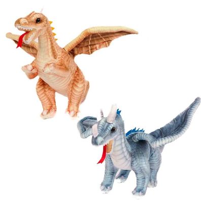 1 Plüschtier Drache gelb o. blau, ca. 35 cm, Drachen Märchen Kuscheltiere Stofftiere