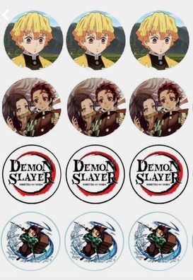 Demon Slayer Essbar 12 Muffin Zuckermasse Tortenbild Tortenaufleger