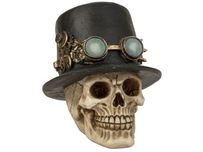 Mel-O-Design Halloween 3433 Totenkopf mit Zylinder & Steampunk-Fliegerbrille