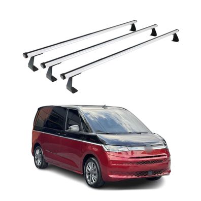Dachträger Grundtäger für VW T7 Multivan 2021-2025 75kg Aluminium Silber 3 tlg