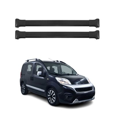 Dachträger Grundtäger für Fiat Fiorino 2007-2016 75kg Aluminium Schwarz 2 tlg