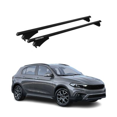 Menabo Dachträger Grundtäger für Fiat Tipo Cross 2020-2023 75kg Alu Schwarz 2x