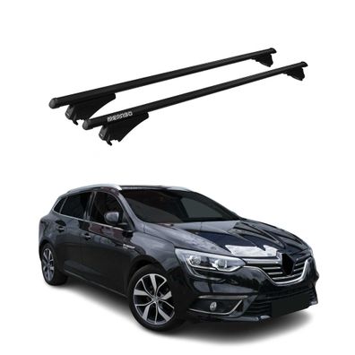 Menabo Dachträger für Renault Megane Grandtour 2016-2019 75kg Alu Schwarz 2x