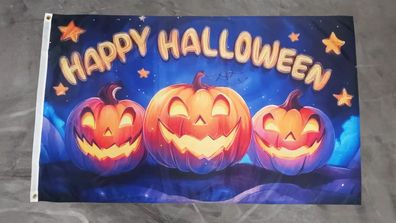 Fahne Flagge Happy Halloween Kürbis - 90 x 150 cm