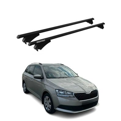 Menabo Dachträger Grundtäger für Skoda Fabia 2014-2025 75kg Alu Schwarz 2 tlg