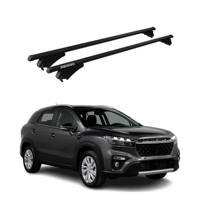 Menabo Dachträger für Suzuki SX4 S-Cross mk2 2016-2021 FL 75kg Alu Schwarz 2x