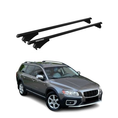 Menabo Dachträger Grundtäger für Volvo XC70 mk3 2007-2016 75kg Alu Schwarz 2 tlg