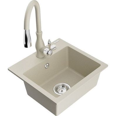 Mexen Milo Granitspüle mit Armatur, Beige