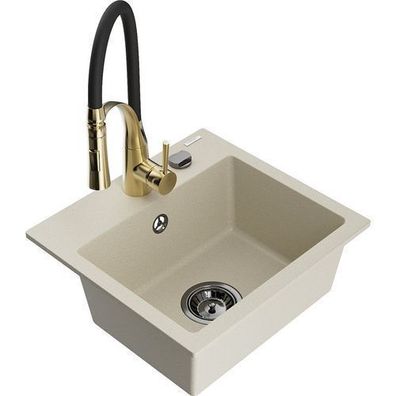 Mexen Milo Granitspüle mit Mischbatterie, Beige